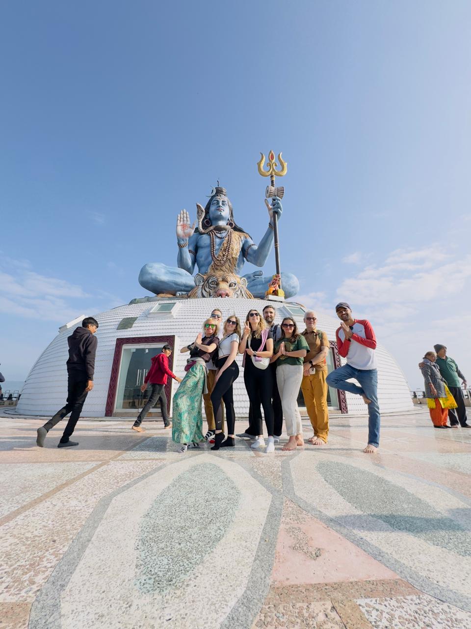 Group of Happy Mountain clint taking pictures at Pumdikot shiva statue