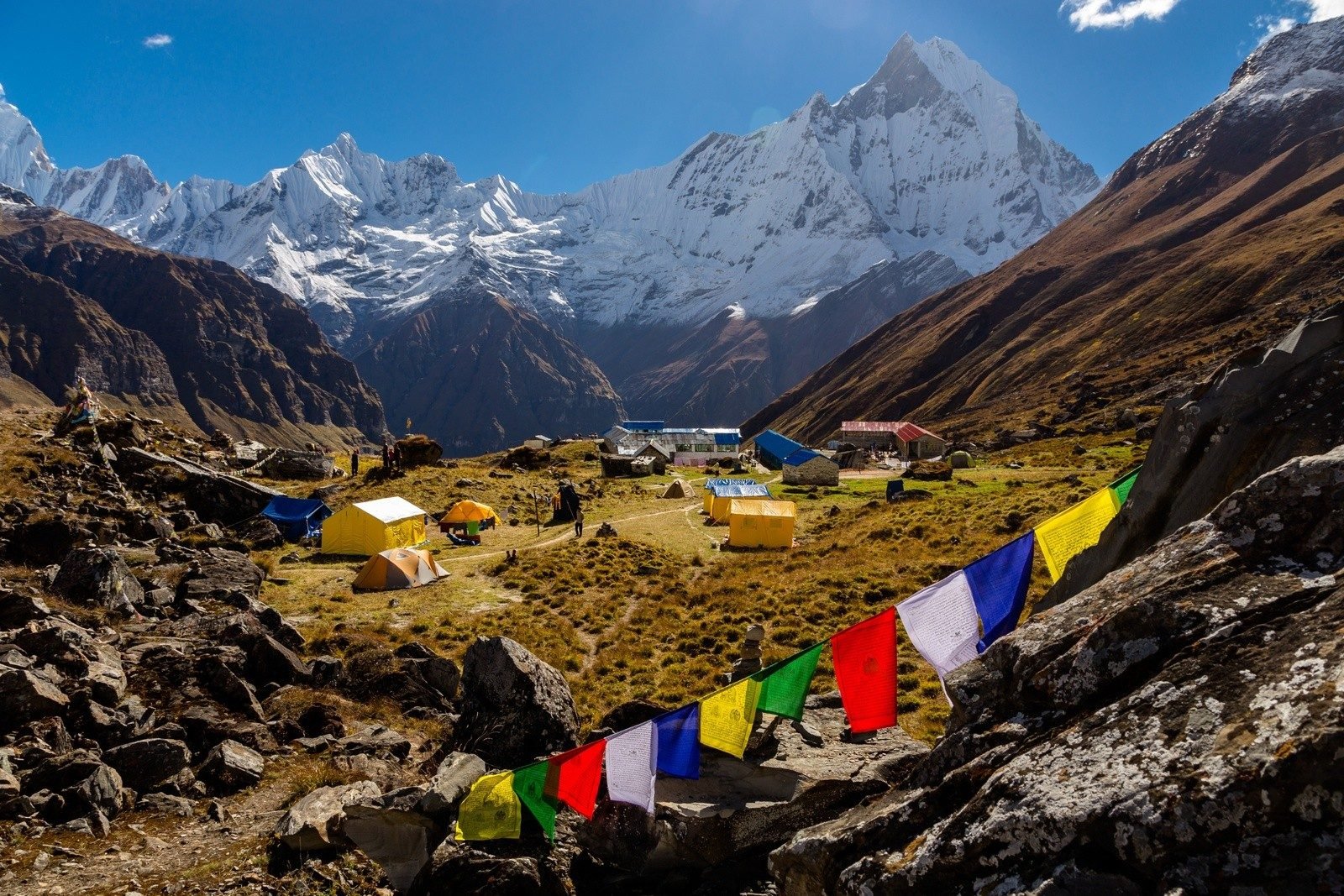 Annapurna Base Camp with view of Fishtail & Base Camp itself