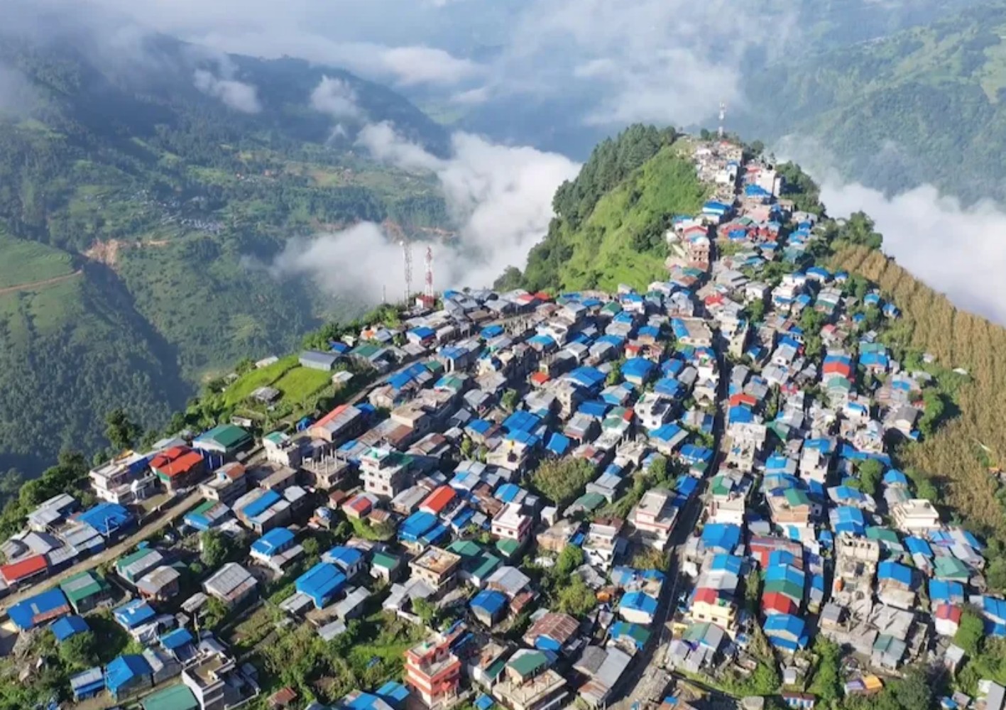 an arial view of Barpak village in Gorkha district which has been rebuilt after earthquake in 2015. 