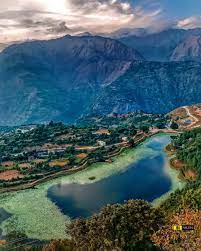 Arial view of Lake Rukumini with the village in the Back.
