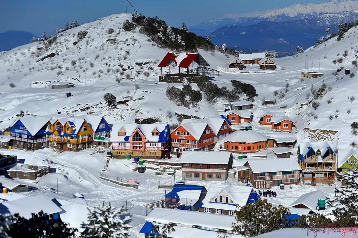 Snowfall in Kuri Village during winter season