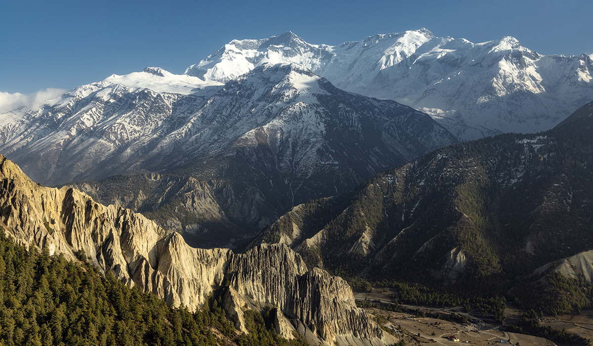Annapurna Himalayas seen from Brakha village near Manang