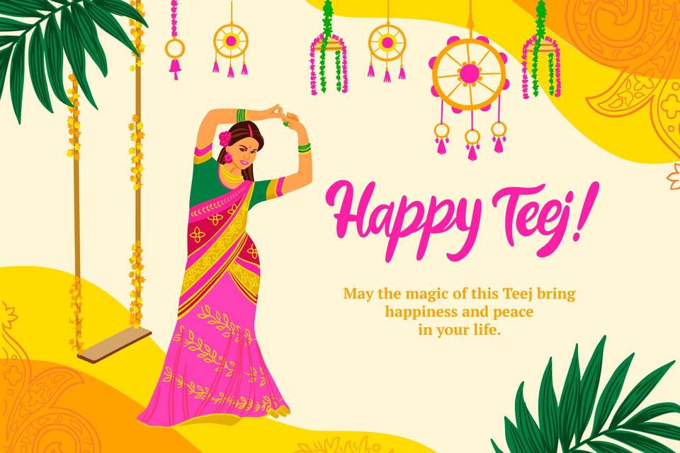 poster wishing happy teej