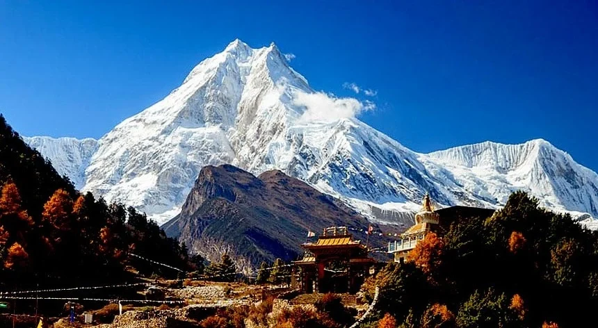 Manaslu Circuit Trek: A Quieter Himalayan in the back and village infront