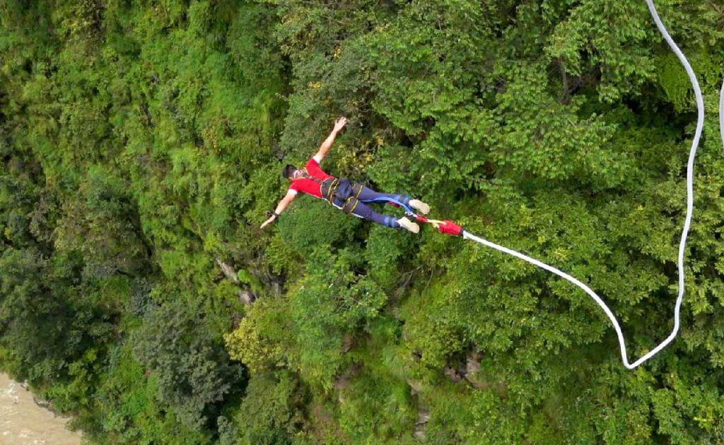  Bungee Jumping by a person into Himalayan Adventure