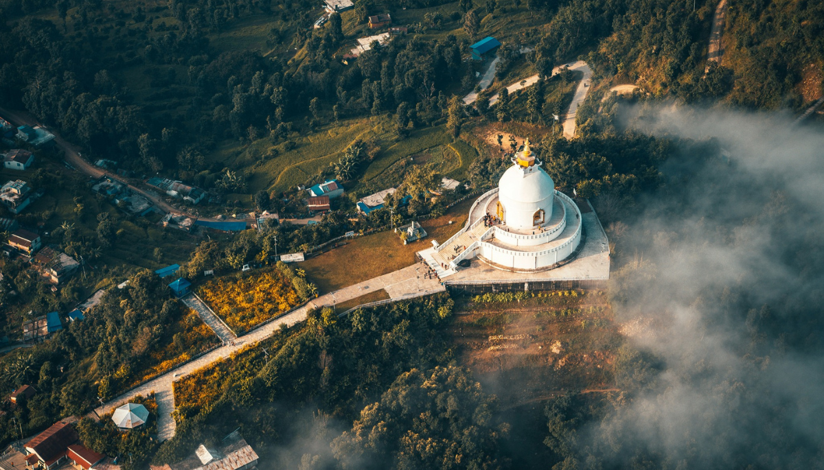 Panoramic view of World Peace Pagoda hike
