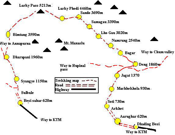 Manaslu Map road