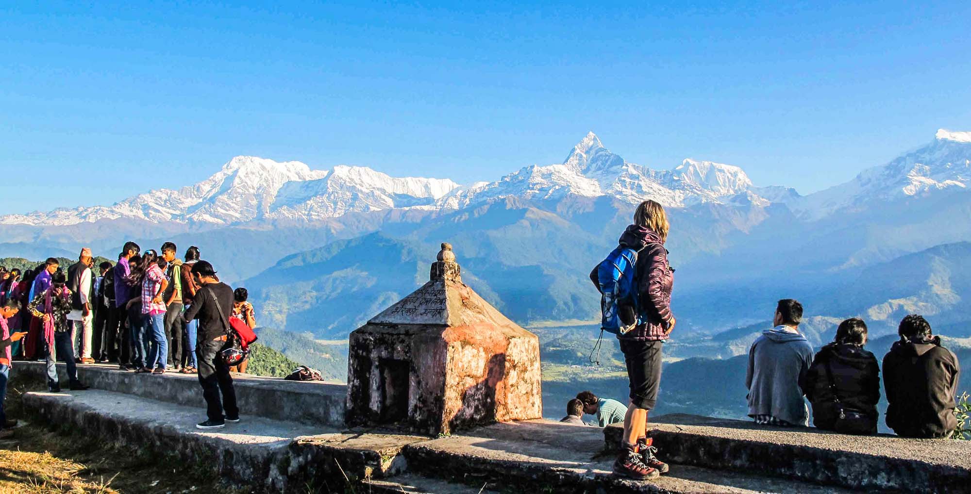 tourist viewing the mountain on their way to Sarangkot Sunrise Hike